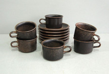 ARABIA FINLAND vintage Ruska espresso coffee cups and saucers x6, Ulla Procope