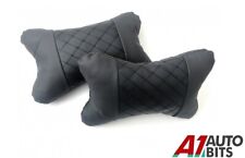 2X Car Seat Head Neck Rest Support Pillow Premium PU Leather Black Cushion Pad