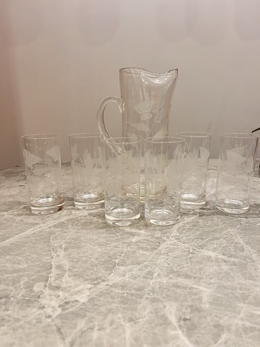 Vintage etched glass - etched,