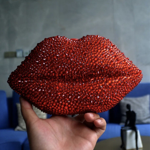 Red rhinestone lip shaped - rhinestone,