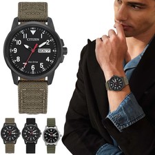 C#iti#zen Men's Eco Drive Field Watch in IP Stainless Steel with Canvas Strap