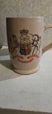 1953 Queen Elizabeth II Coronation Pink Tone Pine Pottery Earthenware Mug. Rare