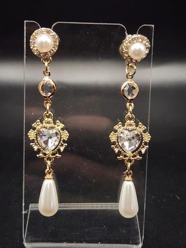 0153 gold tone pearl - pearl, heart