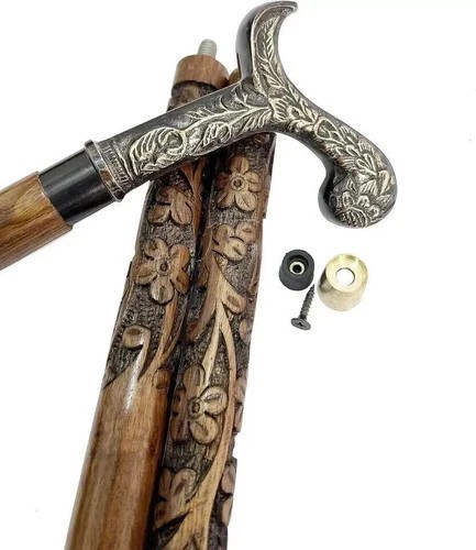 Brass foldable walking stick - brass,