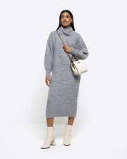River Island Womens Grey Acrylic Jumper-dress Dress Size S