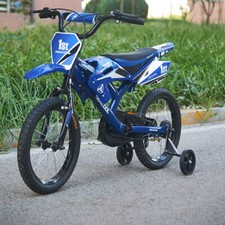 16 INCH KIDS MOTO STYLE BIKE BLUE CHILDREN'S BOYS BICYCLE REMOVABLE STABILISERS
