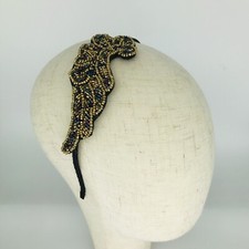 VINTAGE ART DECO 1920s GATSBY GOLD BEADED HAIRPIECE HEADBAND WEDDING BRIDAL PROM