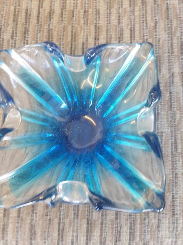 Art deco blue ashtray - art,