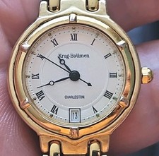 Genuine Krug Baumen 5116KL Charleston 18ct Electroplated Women's Watch 