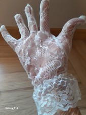 Pair vintage white nylon lace - pair,