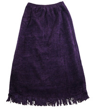 Indigo Moon Womens Maxi Skirt Sz S Purple Elastic Waist Fringe Hem QVC NWT