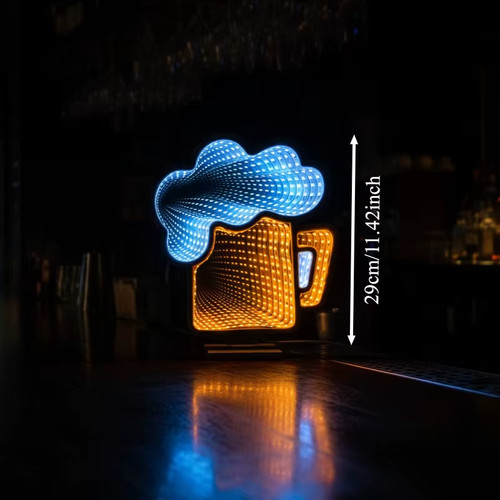 Beer layered mirror - usb, neon