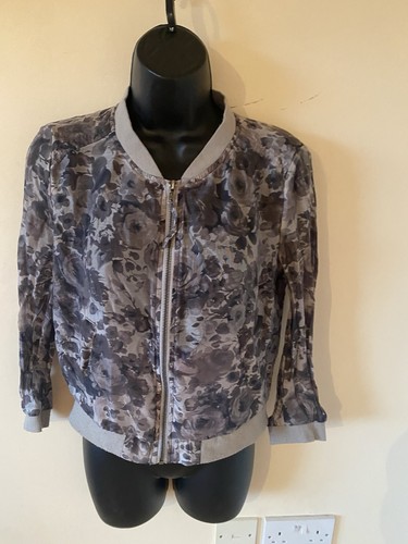 Grey floral chiffon - floral, jacket