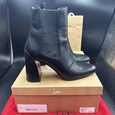 Christian Louboutin Turelastic 85 Black Leather Block Ankle Boots Uk 8 Eu 41
