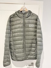 EA7 Emporio Armani Men’s Feather-Down Puffer Jacket – Size XL – Khaki Green
