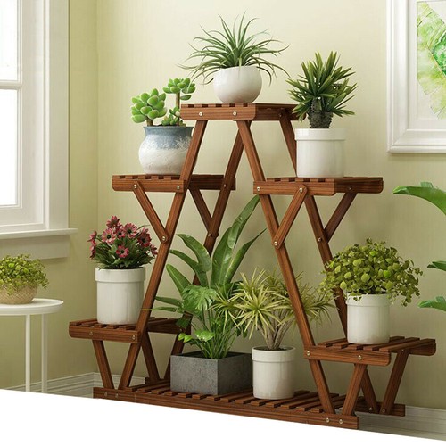 Wood plant stand - wood, indoor