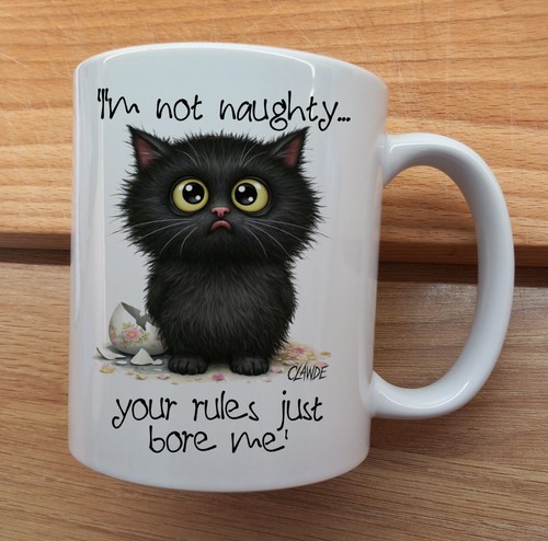 Black cat clawde 11oz - cat,
