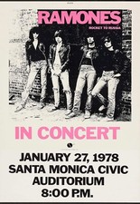 Ramones Concert Metal Sign, Santa Monica Auditorium, Ramones Poster