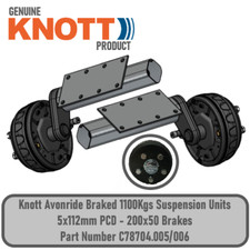 Genuine Knott Trailer 1100kg Braked Suspension Units 5 Stud x 112mm PCD Drum