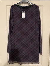 Purple Tartan Print Dress -