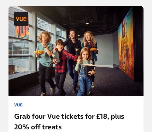 Vue cinema movie tickets - 4x,