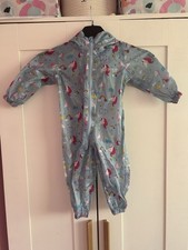 Baby Girls Regatta Blue Unicorn Outdoor Waterproof Suit 6-12 Months