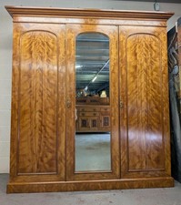 Victorian Blonde Mahogany Fitted Triple Wardrobe