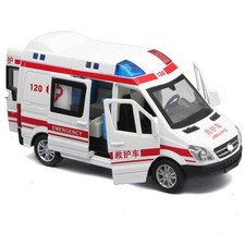 White Ambulance Vehicles Toys 1/32 Alloy Diecast Car Model with Light&Sound
