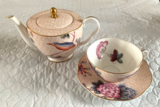 WEDGWOOD  SMALL TEAPOT CUP & SAUCER CUCKOO PINK