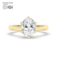 Oval Solitaire Labgrown Diamond Engagement Ring 18k Yellow Gold 1 Ct