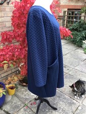 ladies navy blue quilted long sleeve sweat shirt shift dress size 24/26