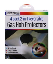 Gas Hob Protectors Mats 4 Pack Universal Fit Non-Stick Stove 2 in 1 Reversible