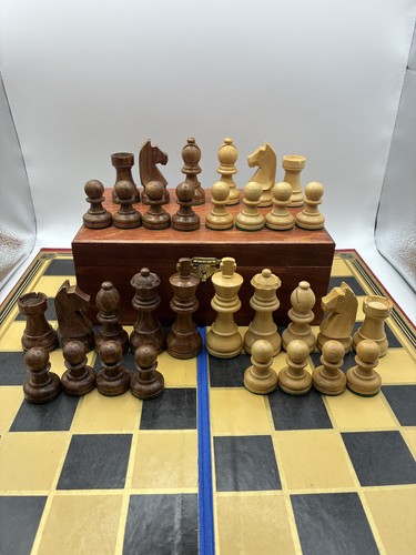 Wooden chess set with folding - wooden,