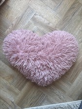 Pink Fluffy Heart Shaped Cushion. Soft. Pink. Home Decor.