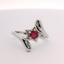 Sterling Silver Ruby Star Ring- Hallmarked