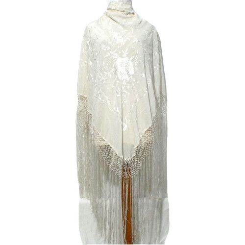Antique silk piano shawl wrap - silk,