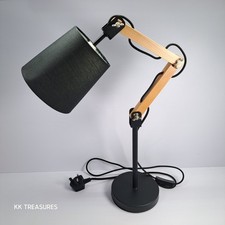 Wooden Black Metal Angle Adjustable Desk Table Lamp by Verve Design