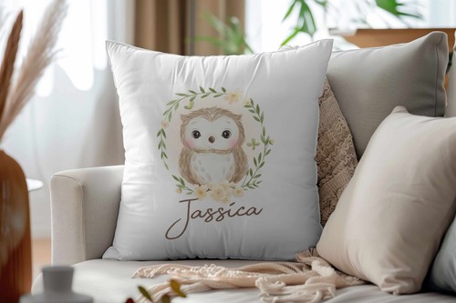 Personalised owl cushion - personalised, –