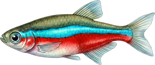 Neon tetra fish self - self, adhesive