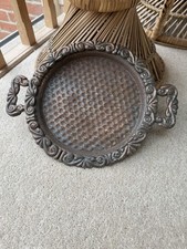 A Decorative Lightweight Vintage Hammered Copper Tray With Handles