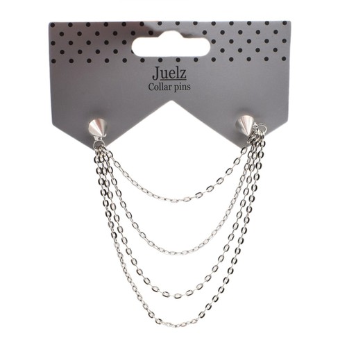 Silver collar pin - silver,