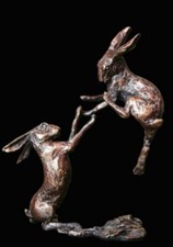 Boxing Hares Bronze Miniature (Butler and Peach)