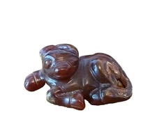 Vintage Amber Miniature Carved Zuni Fetish Figurine Buffalo Bison