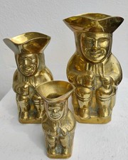 Set Of Three Graduated Brass Toby Jugs vintage 