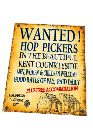 Hop picking metal signs - hop,