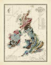 UK Great Britain Ireland antique Victorian geological map J Wyld 1844 art poster