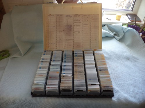 Slide box filled with mounted