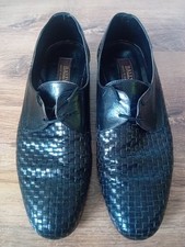 Bally LANDEK Black Weaved Leather Lace Up Dress Classic Shoes UK 8 Vintage Italy