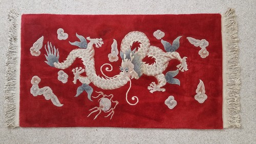 Red dragon design - red, rug