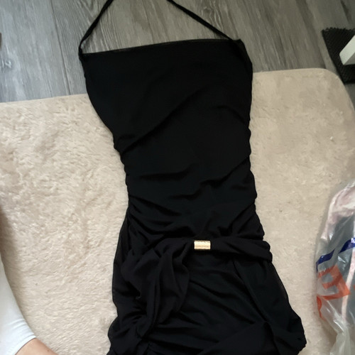 Black chiffon strapless - strapless, ruched
